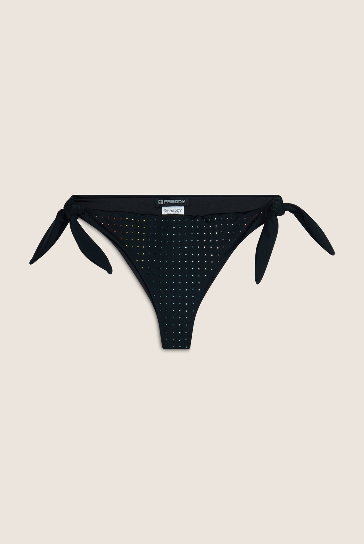 Bikinihose mit Strassverzierung - An den Seiten gebunden - BLACK