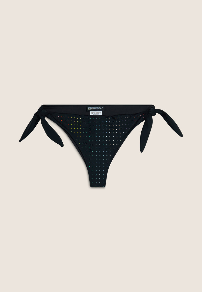 Bikinihose mit Strassverzierung - An den Seiten gebunden - BLACK