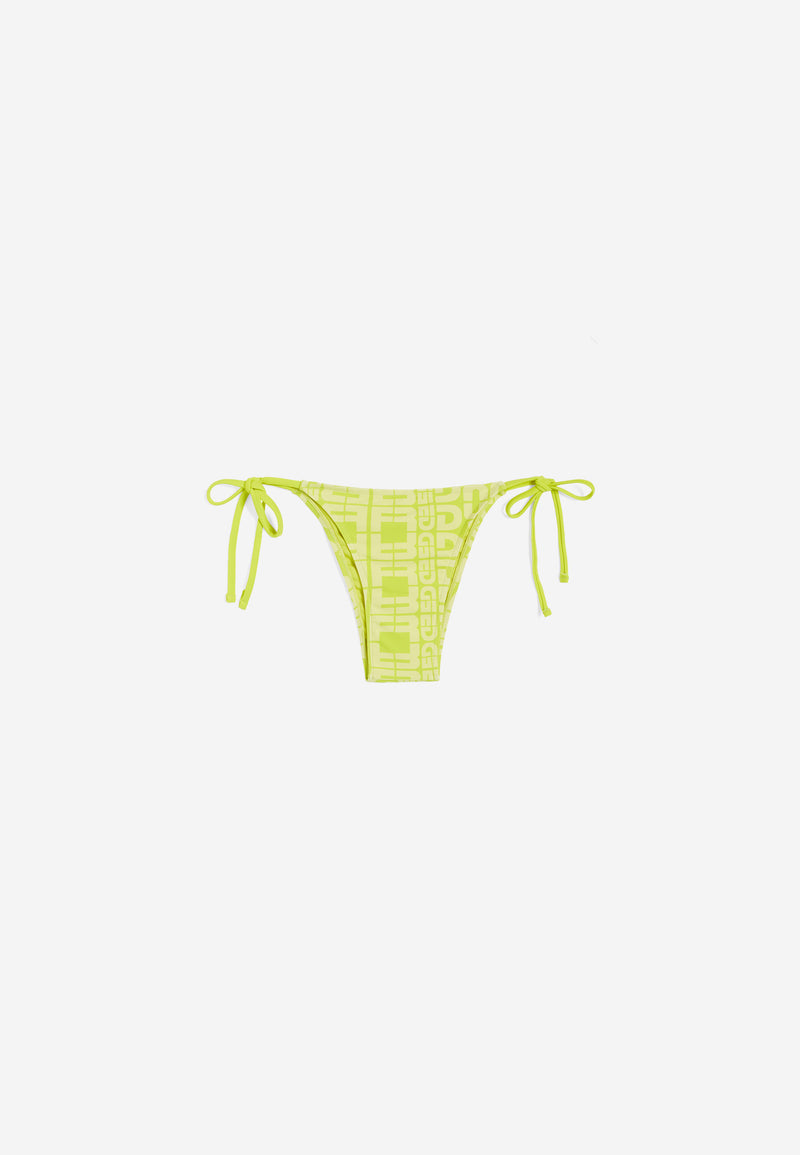 String-Bikinihose mit Allover-Logo-Print - LIME