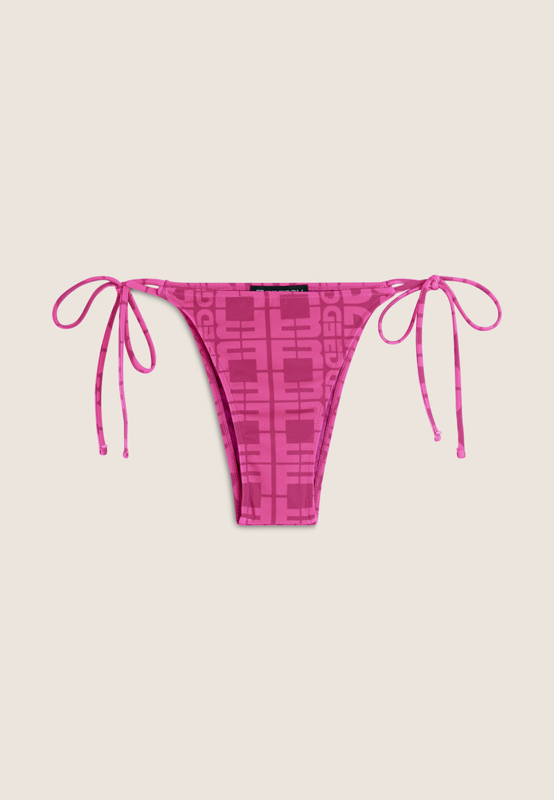 String-Bikinihose mit Allover-Logo-Print - FUCHSIA