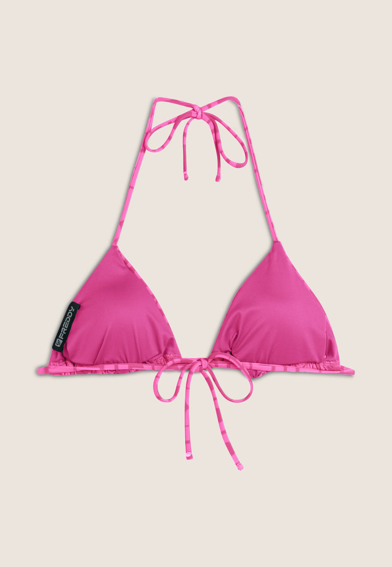 Triangel-Bikinioberteil mit Allover-Logo-Print - FUCHSIA