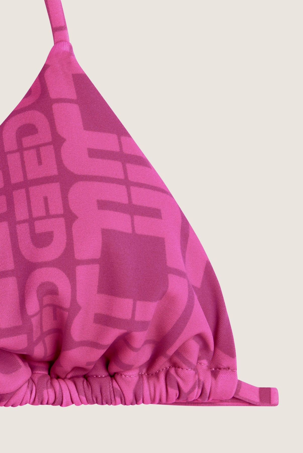 Triangel-Bikinioberteil mit Allover-Logo-Print - FUCHSIA