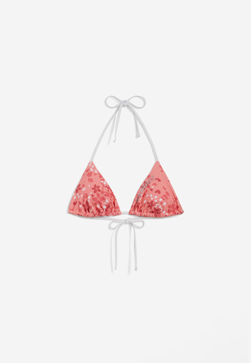 Triangel-Bikinioberteil mit Blumenmuster - CORAL