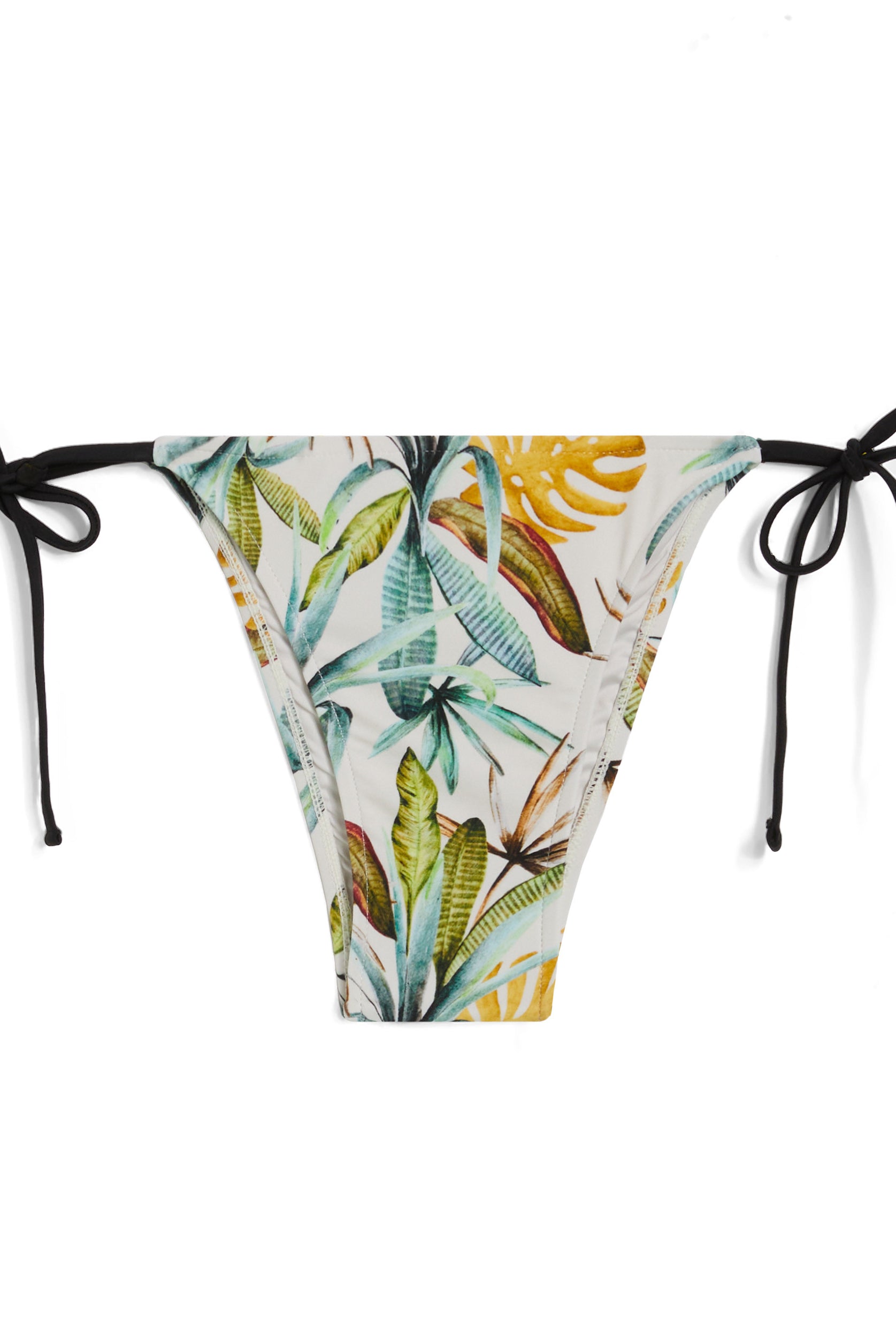 String-Bikinihose mit tropischem Blattmuster - SAND
