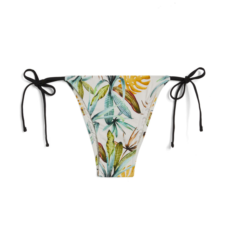 String-Bikinihose mit tropischem Blattmuster - SAND