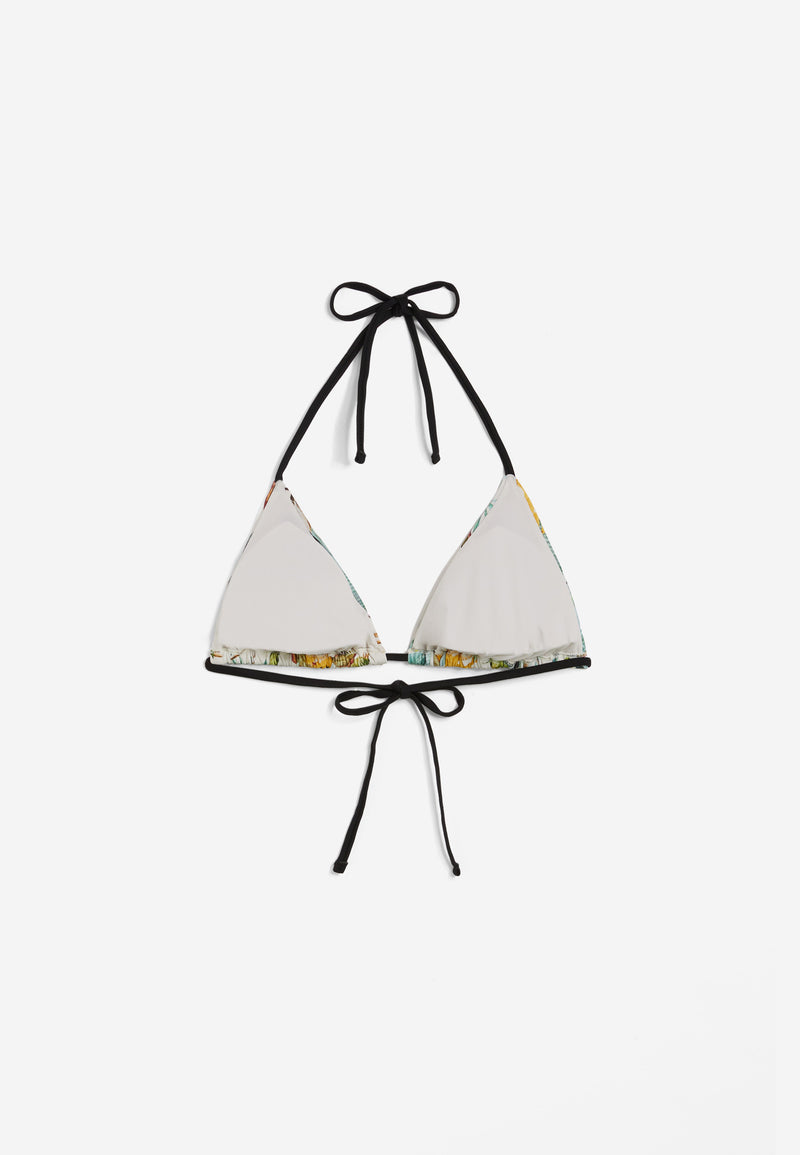 Triangel-Bikinioberteil mit tropischem Blattmuster - SAND