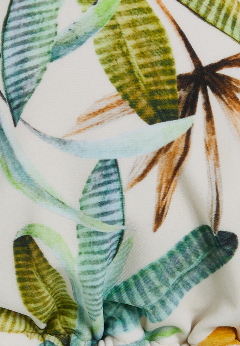 Triangel-Bikinioberteil mit tropischem Blattmuster - SAND