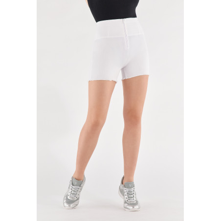 WR.UP® Denim Effect - High Waist Shorts - Frayed Hemline - W - White