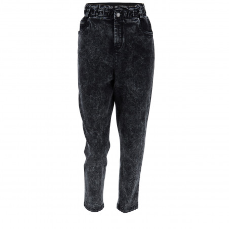 Freddy Fit Jeans - 7/8 Super High Waist Regular - Paperbag Waist - J83N - Bleached Grey Denim - Black Seam
