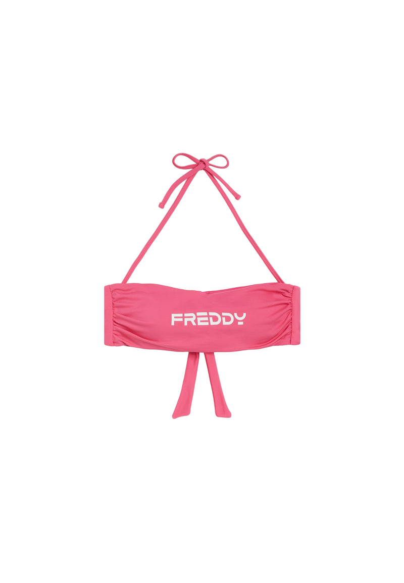 Bandeau-Bikinioberteil mit Freddy Logo - FUCHSIA