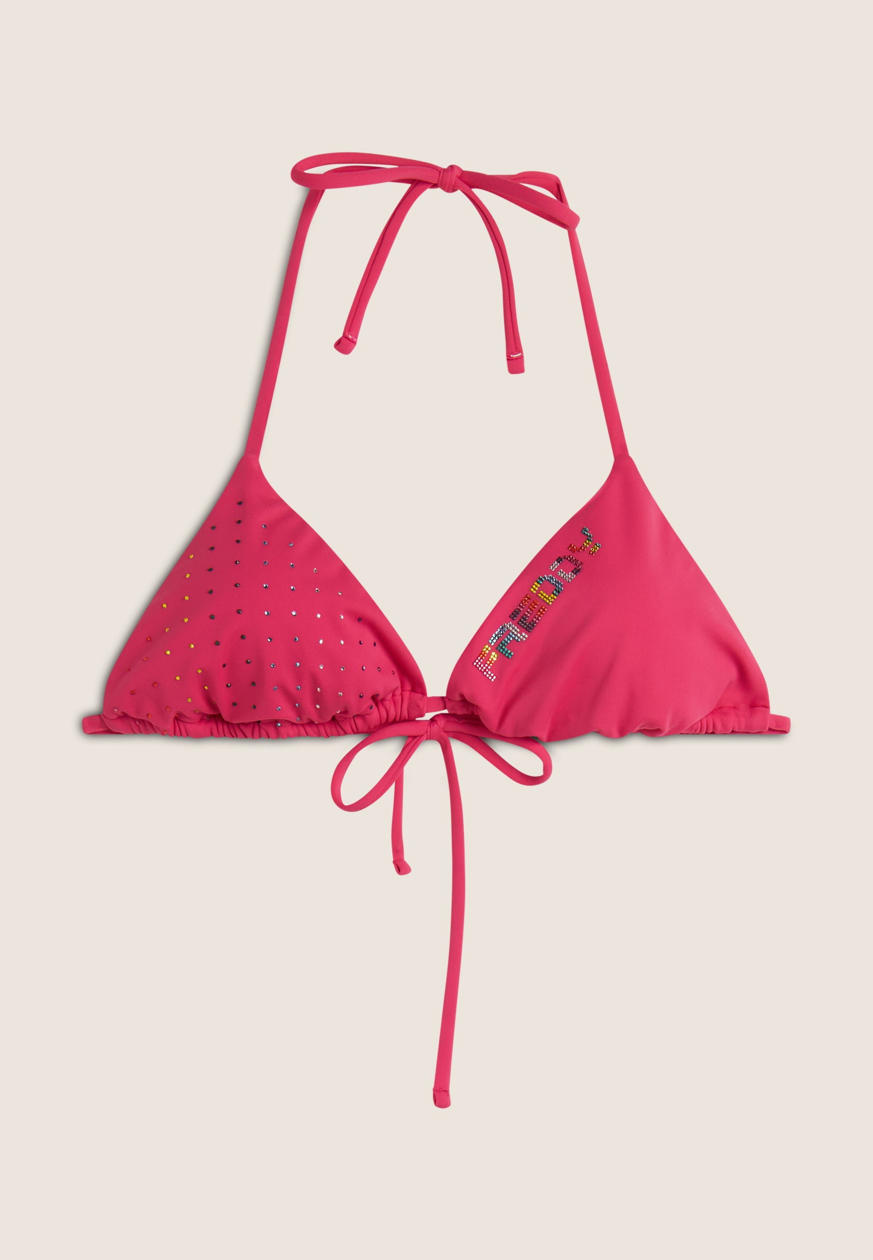 Triangel-Bikinioberteil mit Strassverzierung - FUCHSIA