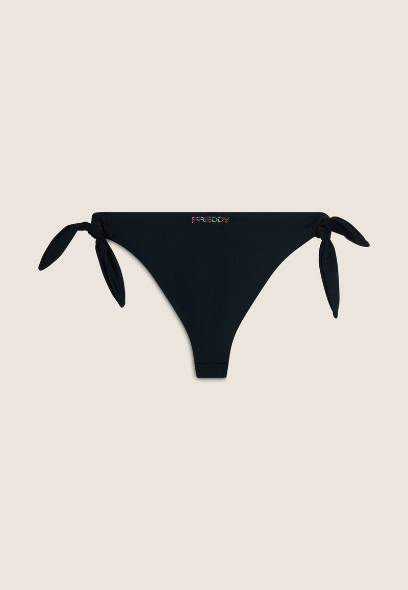 Bikinihose mit Strassverzierung - An den Seiten gebunden - BLACK