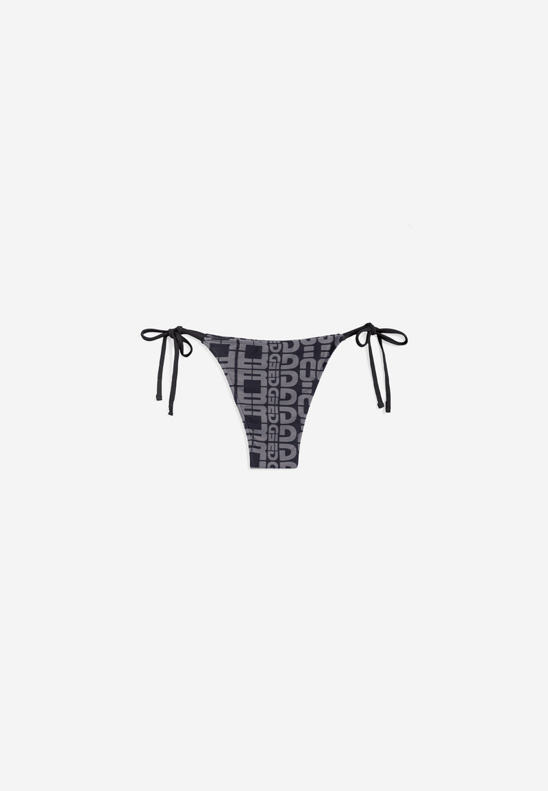String-Bikinihose mit Allover-Logo-Print - BLACK