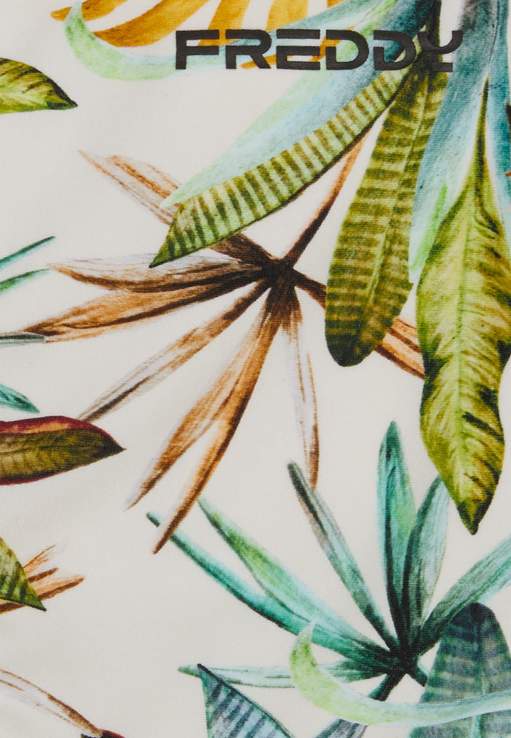 String-Bikinihose mit tropischem Blattmuster - SAND