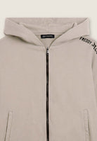Cropped oversize sweatshirt with zip and Flow print - Crystal Gray