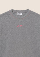 Comfort t-shirt in melange jersey with neon details - Mélange Gray