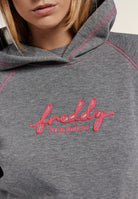 Comfort melange hoodie with neon embroidery - Mélange Gray