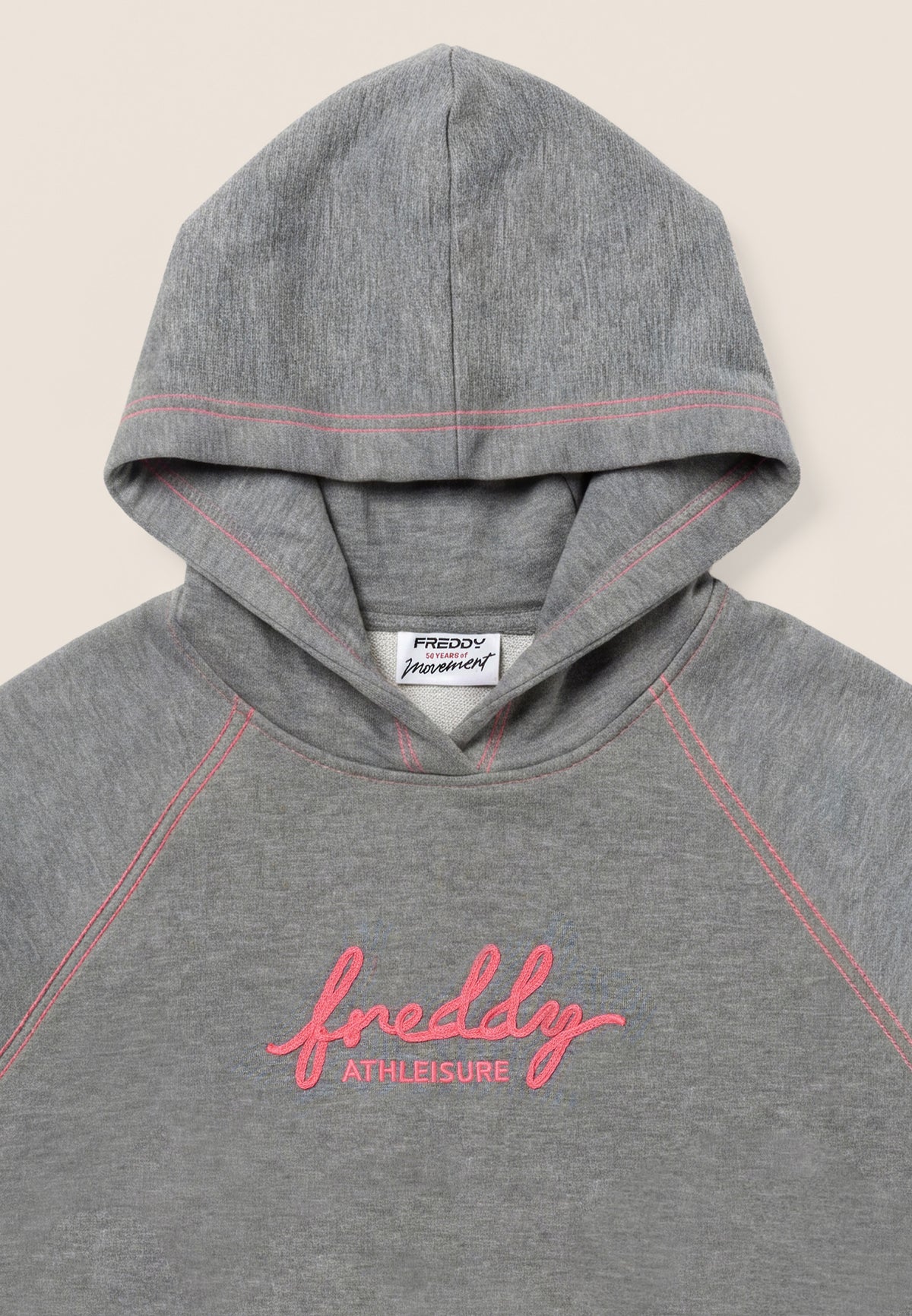 Comfort melange hoodie with neon embroidery - Mélange Gray