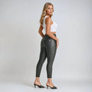 N.O.W. Comfort Mid Waist Skinny Vegan Leather Pant - Black