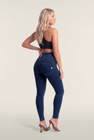 WR.UP Push-Up High Waist Skinny Denim Jeans - Denim Dark Blue - Yellow Seam