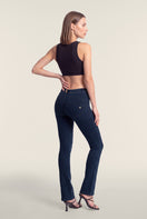 WR.UP Push-Up Regular Waist Mini Flare Denim Jeans - Denim Dark Blue - Blue Seam