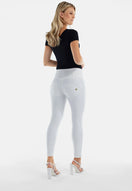 WR.UP Push-Up Button High Waist Skinny 7/8 Vegan Leather Pant - White