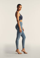 WR.UP Push-Up High Waist Skinny 7/8 Denim Jeans With Stud Ring Waist Band - Denim Light Blue - Blue Seam