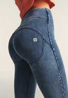 WR.UP Core Push-Up High Waist Flare Denim Jeans - Denim Medium Blue - Blue Seam