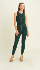 WR.UP Push-Up High Waist Skinny 7/8 Pant With Buttons On The Side - Rosin Green