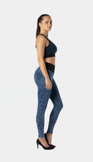 WR.UP Push-Up High Waist Skinny Vegan Leather Pant Python Style - Navy Peony Blue