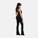 WR.UP Push-Up Regular Waist Mini Flare Denim Jeans - Denim Black - Black Seam